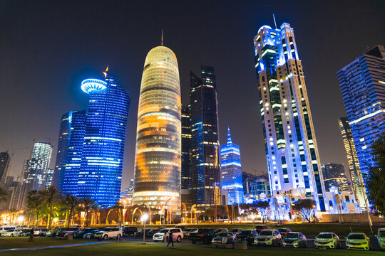 Skyline of Doha at nights