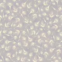 Bluebell flowers watercolor seamless pattern. Hand drawn monochrome background