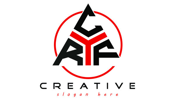 RCF three letter creative triangle shape in circle logo design vector template. typography logo | Letter mark logo | initial logo | flat logo |  minimalist logo | 