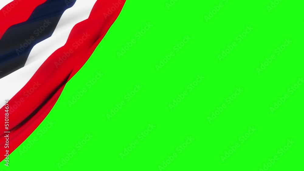 Poster loop of border red blue white flag waving in wind texture on green screen background . flag video wa