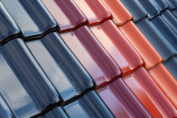 Roof tiles, variety of color shades, close-up