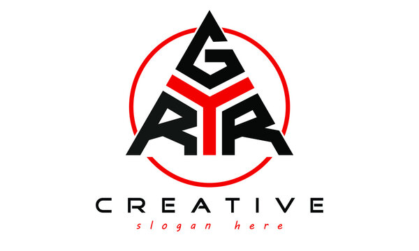 RGR three letter creative triangle shape in circle logo design vector template. typography logo | Letter mark logo | initial logo | flat logo |  minimalist logo | 