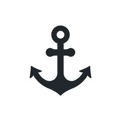 flat vector image isolated on white background, anchor icon in black color, nautical business © dimon_ua