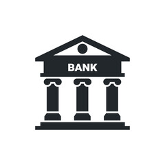 flat vector image isolated on white background, bank icon with columns, financial institution