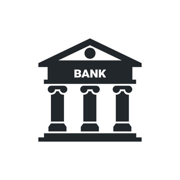 flat vector image isolated on white background, bank icon with columns, financial institution