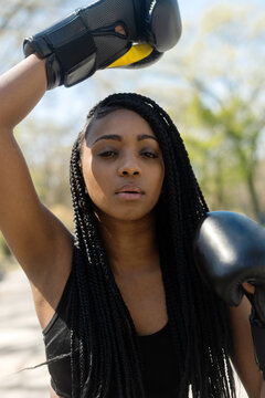 Confident female boxer