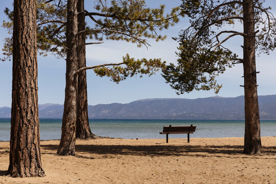 Viewing bench in Lake Tahoe
