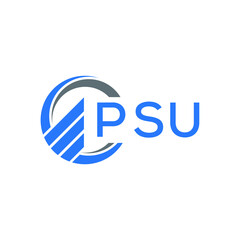 PSU Flat accounting logo design on white  background. PSU creative initials Growth graph letter logo concept. PSU business finance logo design.