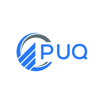 PUQ Flat accounting logo design on white  background. PUQ creative initials Growth graph letter logo concept. PUQ business finance logo design.