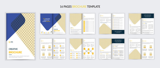 16 pages creative corporate brochure design with modern shape business brochure template