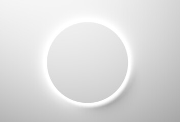 Abstract circle shape and light on white background. 3d illustration. 3d rendering