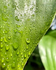 water drops on green leaf