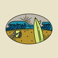 Nice place for surfing and chill graphic illustration vector art t-shirt design