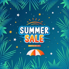 Naklejka premium Summer Sale T shirt Design, colorful Summer Background Vector Illustration for Beach Holidays Hello Summer with doodle sun.