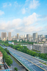 Fototapeta na wymiar Qingzhu interchange, the urban skyline of Nanning, Guangxi