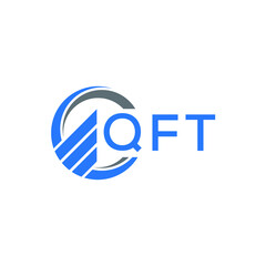 Fototapeta premium QFT Flat accounting logo design on white background. QFT creative initials Growth graph letter logo concept. QFT business finance logo design.