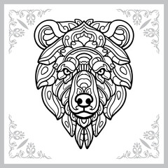 grizzly bear head zentangle arts. isolated on white background.