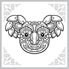 Koala head zentangle arts. isolated on white background.