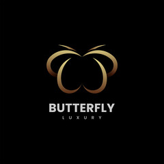 Vector Logo Illustration Butterfly Gradient Luxury Style.