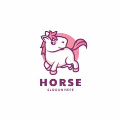 Vector Logo Illustration Horse Jump Mascot Style.