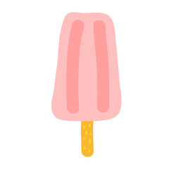 Ice cream pop. Pink strawberry ice cream stick or popsicle