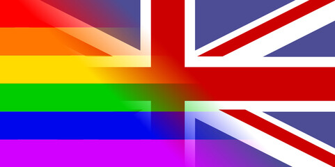 Union Jack UK Flag Faded With LGBT Rainbow