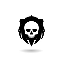 Human skull logo with shadow