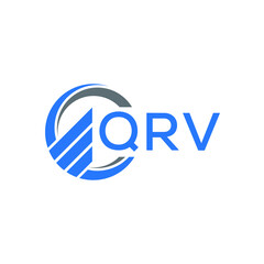 QRV Flat accounting logo design on white  background. QRV creative initials Growth graph letter logo concept. QRV business finance logo design.