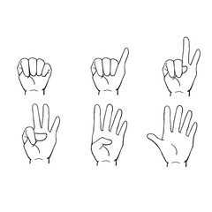 数を数えるハンドサイン（小指から）