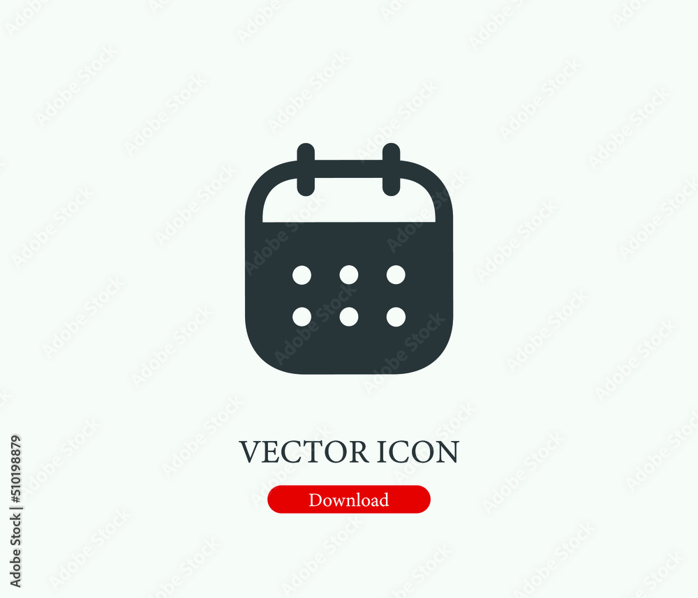 Poster calendar vector icon. editable stroke. symbol in line art style for design, presentation, website or
