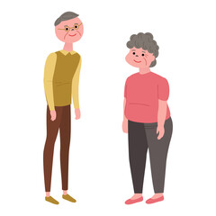 シニアの男女のイラストセット