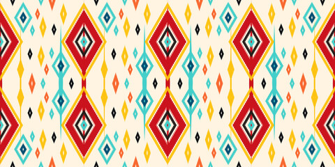 Obraz premium Tribal pattern seamless design. Ethnic Aztec fabric carpet mandala ornament native African American chevron textile wallpaper decoration. Geometric line texture