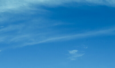 The bright blue sky, and thin clouds,