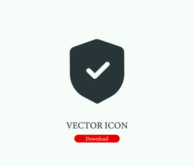 Shield vector icon. Editable stroke. Symbol in Line Art Style for Design, Presentation, Website or Mobile Apps Elements, Logo.  Shield symbol illustration. Pixel vector graphics - Vector