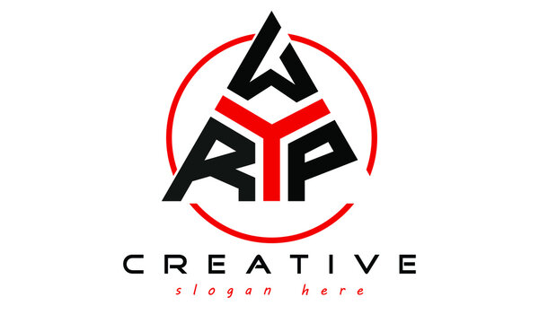 RWP three letter creative triangle shape in circle logo design vector template. typography logo | Letter mark logo | initial logo | flat logo |  minimalist logo | 