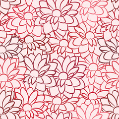 Red floral pattern, seamless vector repeat