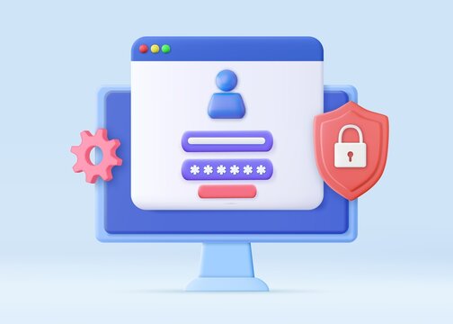 3d Login and password concept