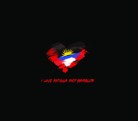 Antigua and Barbuda grunge flag heart for your design.