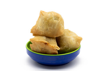 deep fried Singara isolate on white background, spicy snacks