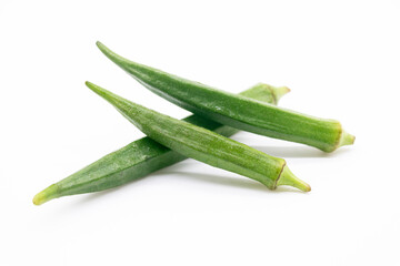 fresh okra or lady finger or Bhindi isolate on white background