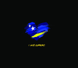 Curaçao grunge flag heart for your design.