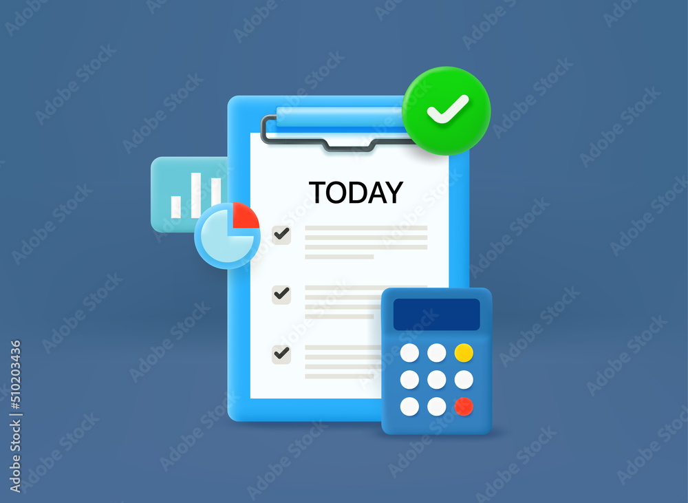 Poster dayly list of specification. 3d vector illustration