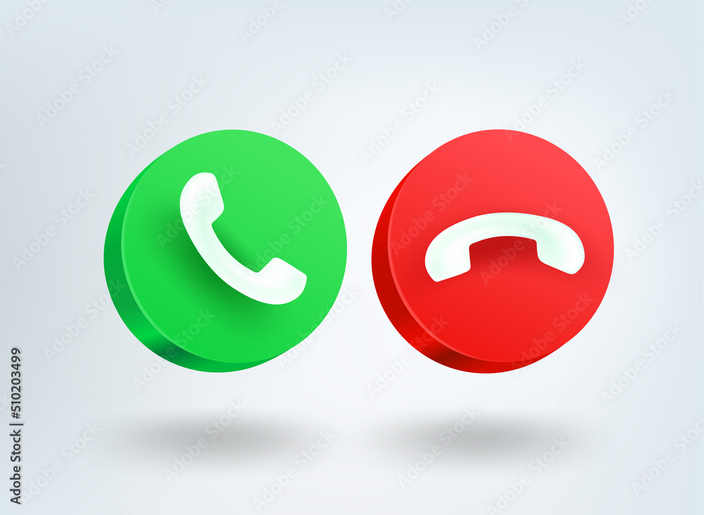 Poster Telephone call buttons. 3d vector mobile application icons
