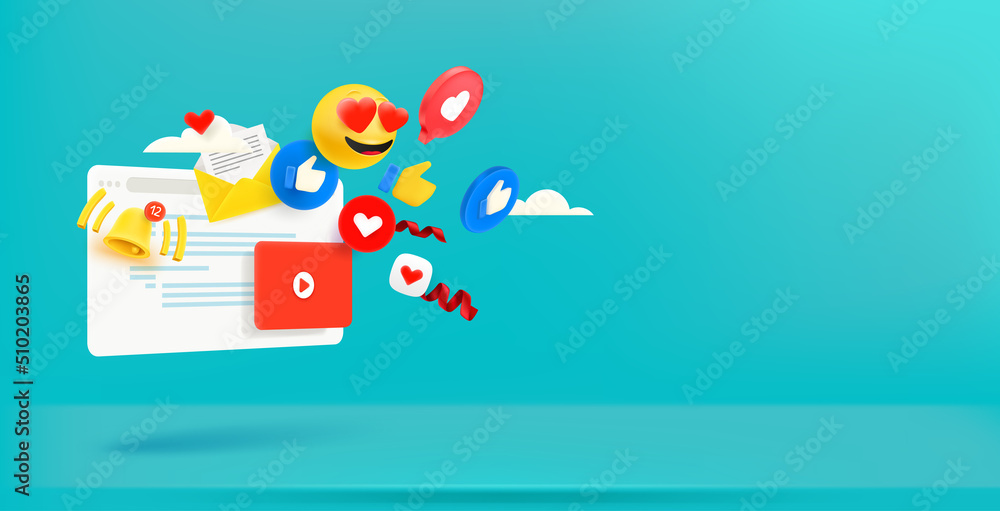 Poster social media communication. horizontal vector banner with copy space