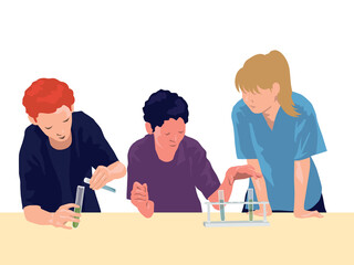 Students in Science Class in illustration graphic vector