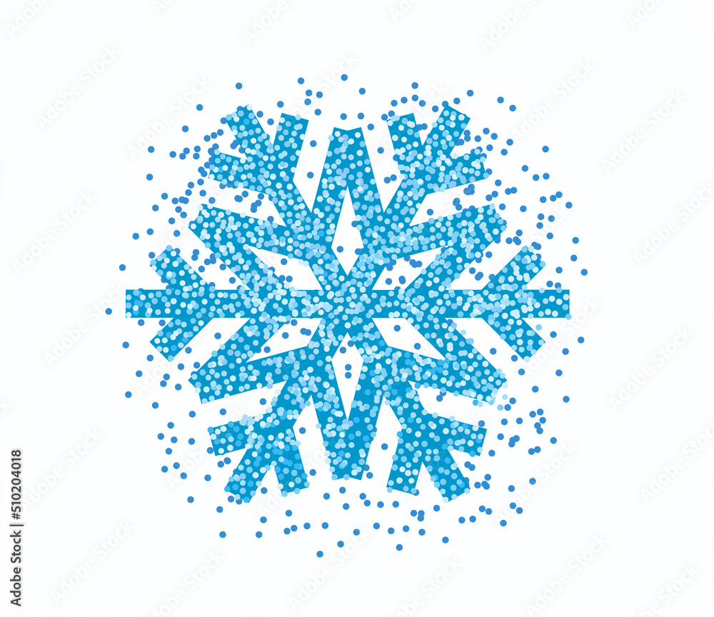 Poster Snowflake with confetti isolated on white background
