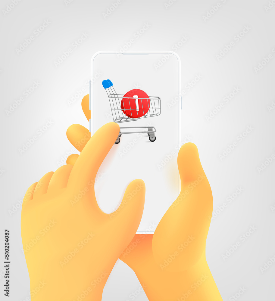 Leinwandbilder making purchases via mobile application. 3d vector concept