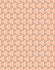Seamless Polka dot fabric dress repeat pattern Red; blue and yellow small circles on a light pink-brown background