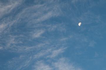 Moon and clouds in the Langue de Barbarie National Park. Saint-Louis. Senegal.