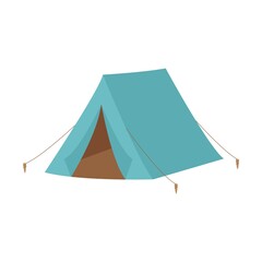 Camping tent. Equipment for picnics, outdoor recreation, travel, hiking. Flat vector illustration isolated on a white background.